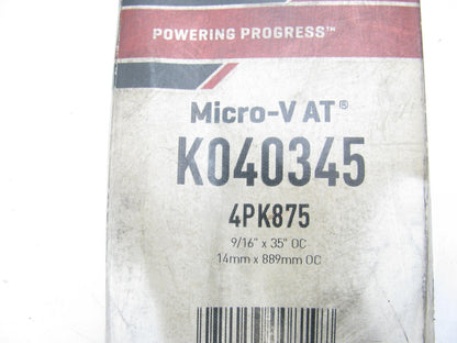 Gates K040345 Serpentine Belt - 0.56'' X 35.00'' - 4 Ribs