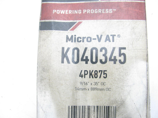 Gates K040345 Serpentine Belt - 0.56'' X 35.00'' - 4 Ribs