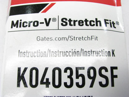 Gates K040359SF Stretch Fit Serpentine Belt 2011-2023 Ford Lincoln 3.5L 3.7L-V6