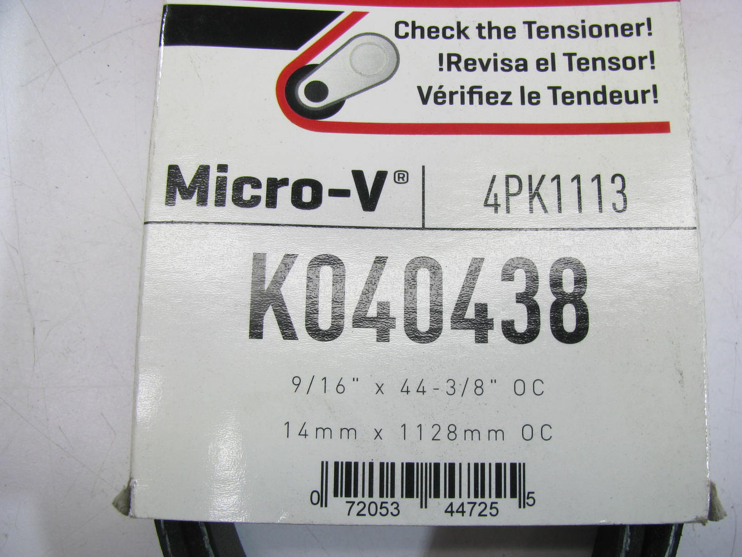 Gates K040438 Serpentine Belt - 0.56'' X 44.00'' - 4 Ribs