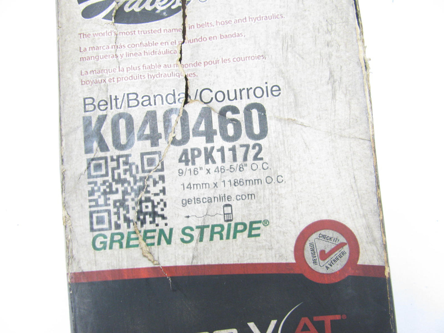 Gates K040460 Serpentine Belt - 0.56'' X 46.50'' - 4 Ribs