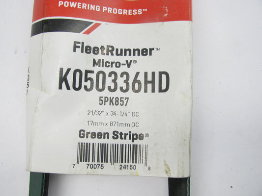 Gates K050336HD Heavy Duty Serpentine Belt - 0.69'' X 34.00'' - 5 Ribs