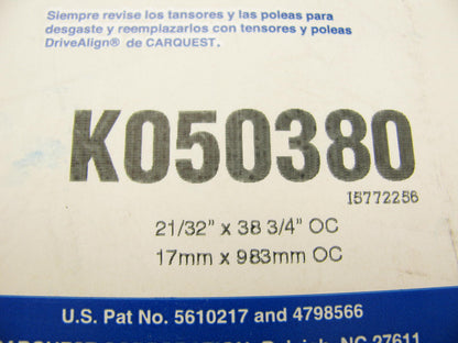 Gates K050380 Serpentine Belt - 0.69'' X 38.50'' - 5 Ribs