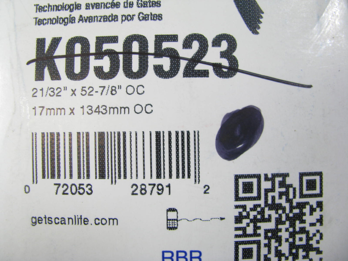 Gates K050523 Serpentine Belt - 0.69'' X 52.50'' - 5 Ribs