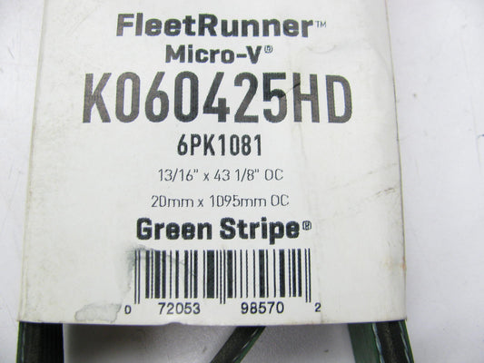 Gates K060425HD Serpentine Belt - 0.84'' X 43.00'' - 6 Ribs
