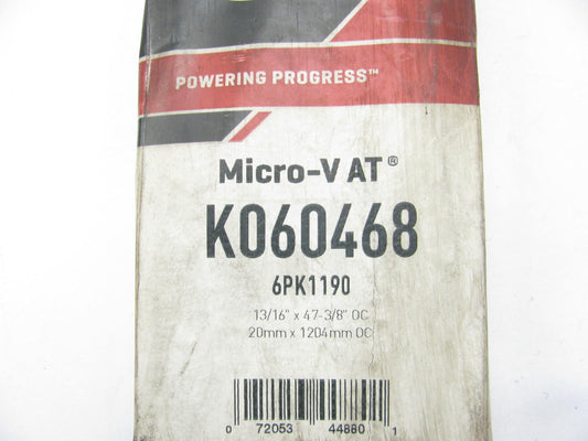 Gates K060468 Serpentine Belt - 0.84'' X 47.375'' - 6 Ribs