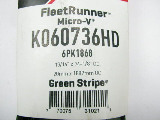 New Gates K060736HD Engine Drive Serpentine Belt HD For 2008-11 14.6L Diesel  KW