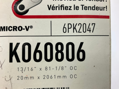 Gates K060806 Serpentine Belt - 0.84'' X 81.00'' - 6 Ribs