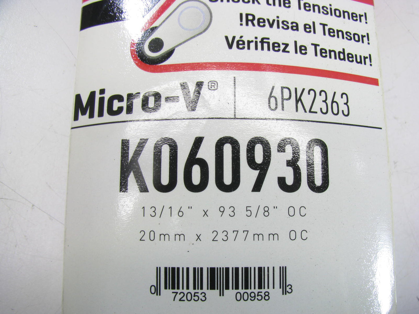 Gates K060930 Serpentine Belt - 0.84'' X 93.625'' - 6 Ribs