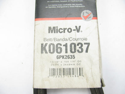 Gates K061037 Serpentine Belt - 0.84'' X 104.50'' - 6 Ribs