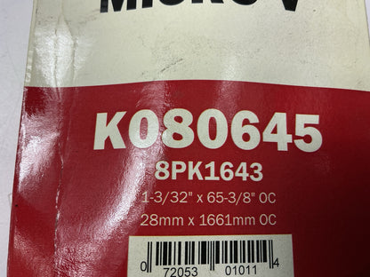 Gates K080645 Serpentine Belt 1-3/32'' X 65-3/8'' 28MM X 1661MM