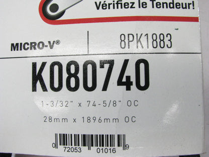 Gates K080740 Serpentine Belt - 1.12'' X 74.50'' - 8 Ribs