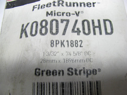 Gates K080740HD Serpentine Belt - 1.12'' X 74.625'' - 8 Ribs