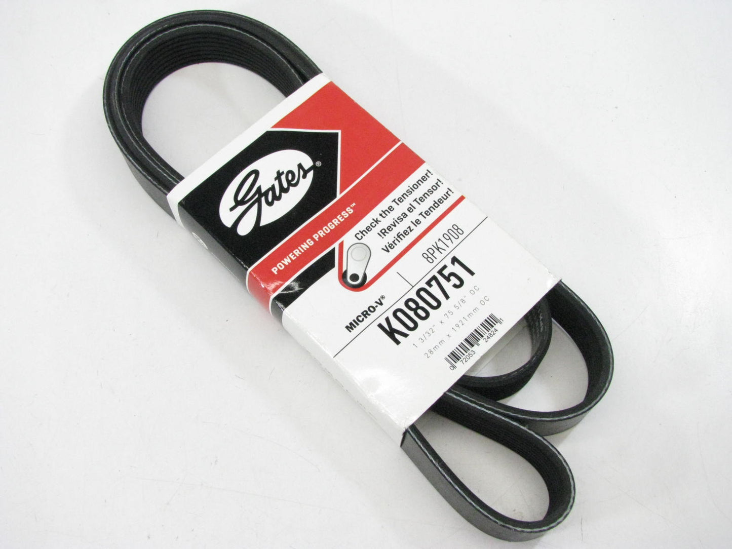 Gates K080751 Serpentine Belt - 1.12'' X 75.50'' - 8 Ribs