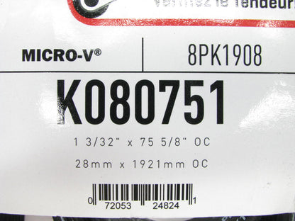 Gates K080751 Serpentine Belt - 1.12'' X 75.50'' - 8 Ribs