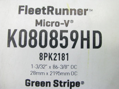 Gates K080859HD Serpentine Belt - 1.12'' X 86.375'' - 8 Ribs