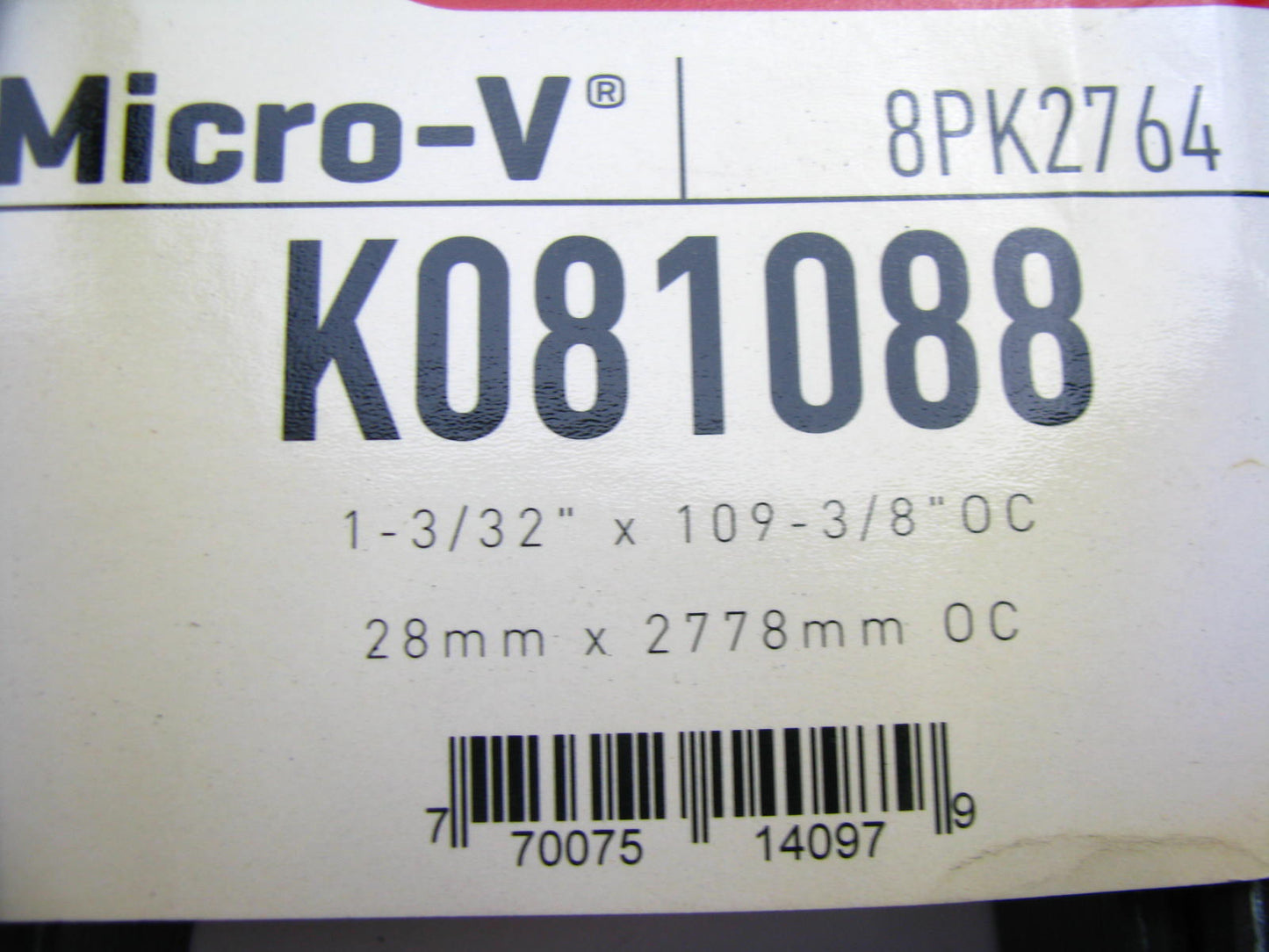 Gates K081088 Serpentine Belt - 1.12'' X 109.375'' - 8 Ribs