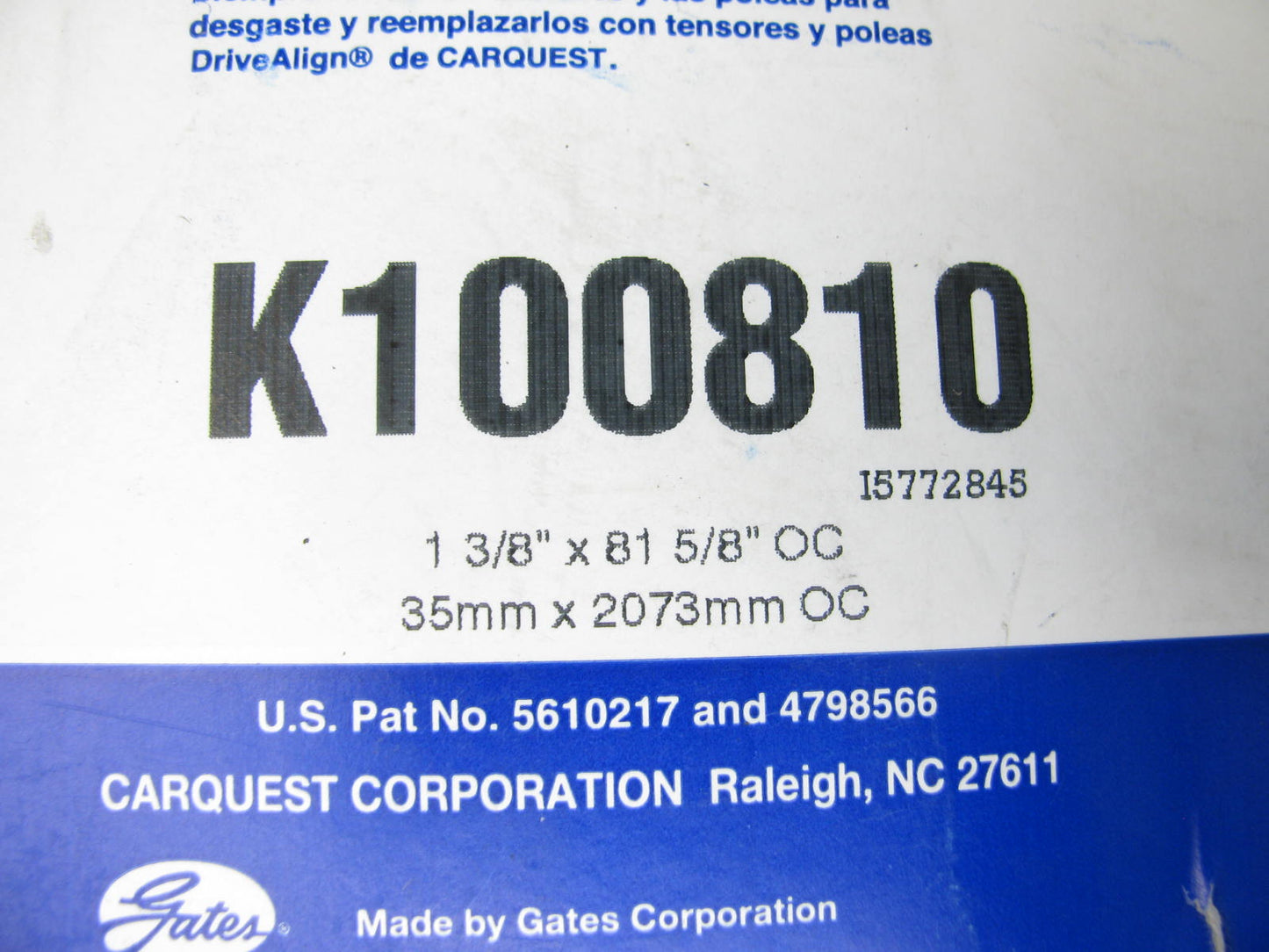 Gates K100810 Serpentine Belt - 1.367'' X 81.61'' - 10 Ribs