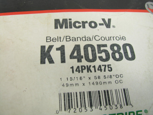 Gates K140580 Serpentine Belt - 1.96'' X 58.625'' - 14 Ribs