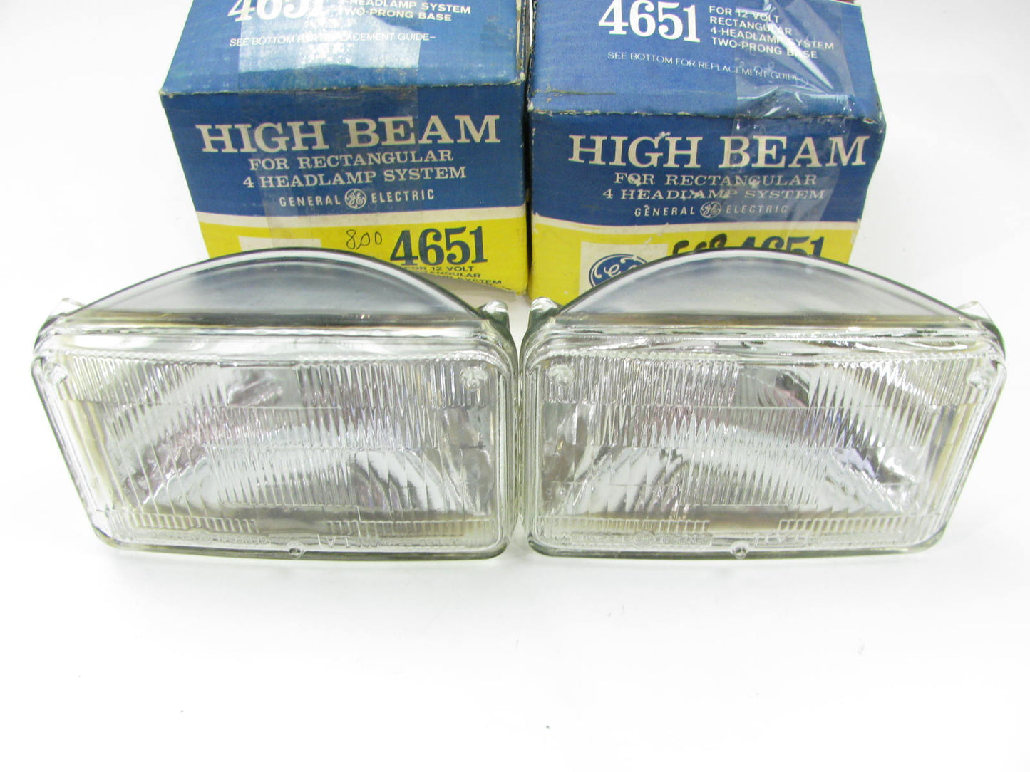 (2) GE 4651 Sealed Beam Headlights Headlamps, HIGH BEAM