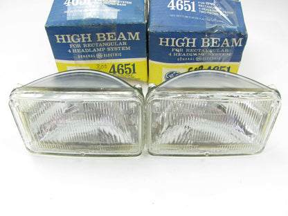 (2) GE 4651 Sealed Beam Headlights Headlamps, HIGH BEAM