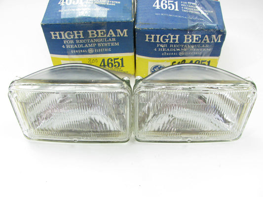 (2) GE 4651 Sealed Beam Headlights Headlamps, HIGH BEAM