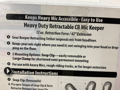 Gear Keeper RT3-4112 Heavy Duty Black 42'' Retractable CB Radio Microphone Hanger