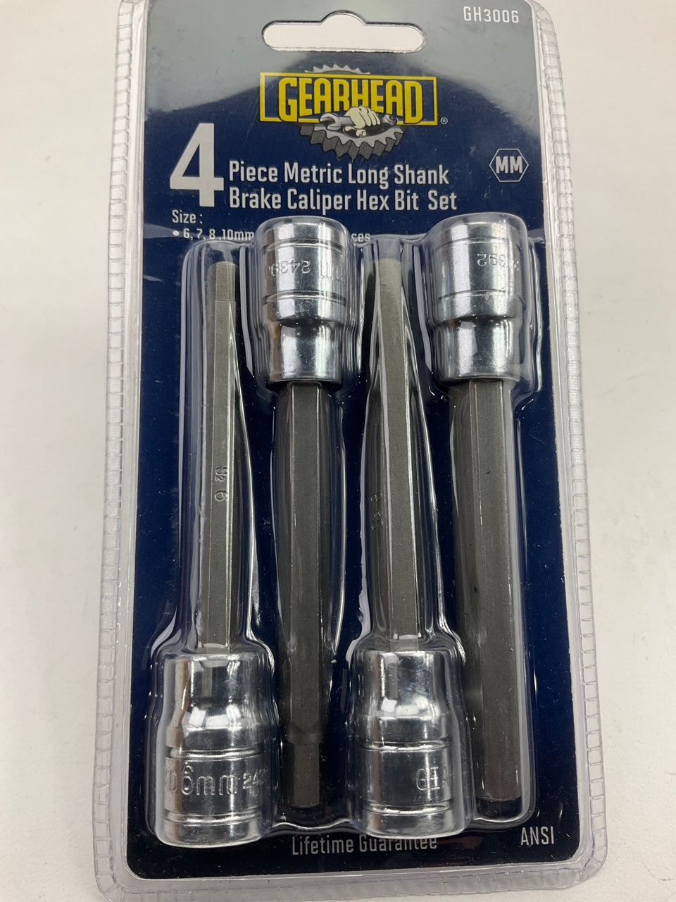 Gearhead GH3006 Metric Long Shank Brake Caliper Hex Bit, 4-Piece