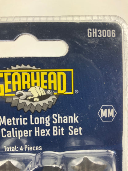 Gearhead GH3006 Metric Long Shank Brake Caliper Hex Bit, 4-Piece