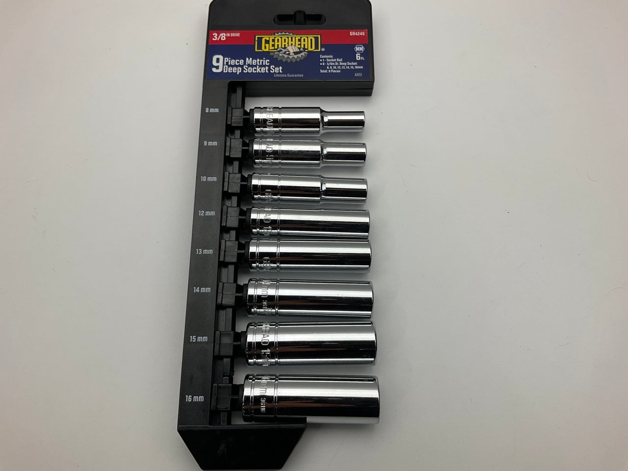 Gearhead GH4245 3/8'' Drive Metric Deep Socket Set, 9-Piece