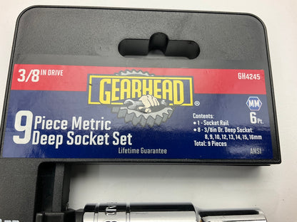 Gearhead GH4245 3/8'' Drive Metric Deep Socket Set, 9-Piece