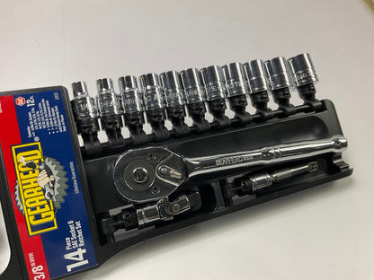 Gearhead GH4252 3/8'' SAE Drive Socket & Ratchet Handle Set, 14-Piece