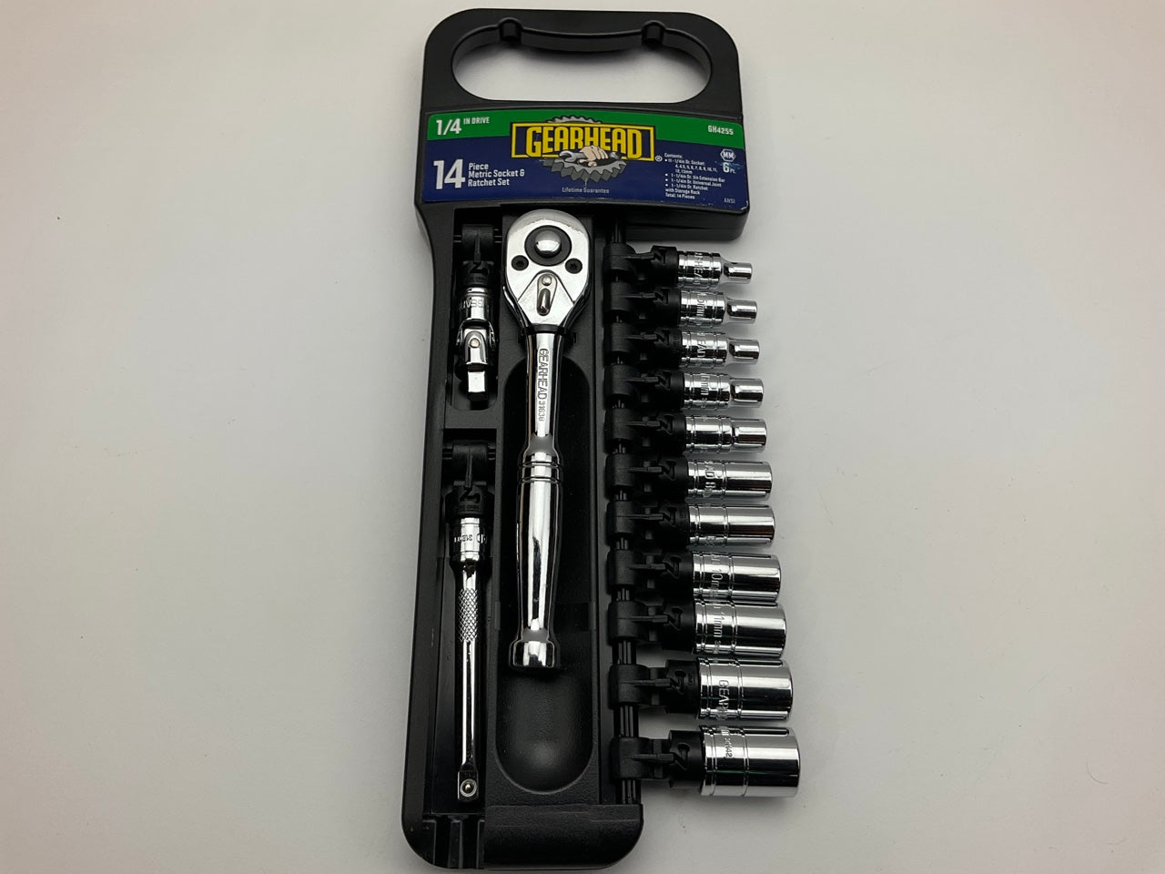 Gearhead GH4255 1/4'' Drive Metric Socket & Ratchet Handle Set, 14-Piece