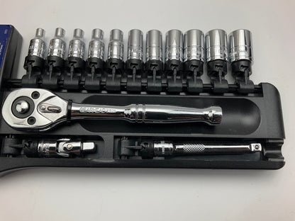 Gearhead GH4255 1/4'' Drive Metric Socket & Ratchet Handle Set, 14-Piece