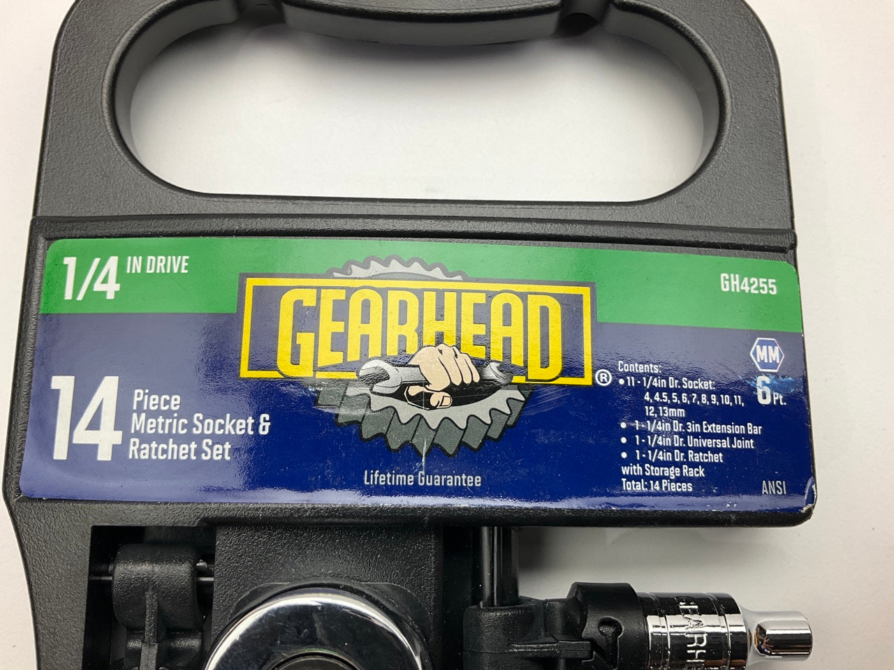 Gearhead GH4255 1/4'' Drive Metric Socket & Ratchet Handle Set, 14-Piece