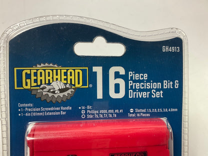 Gearhead GH4913 Precision Bit & Driver Set, 16-Piece