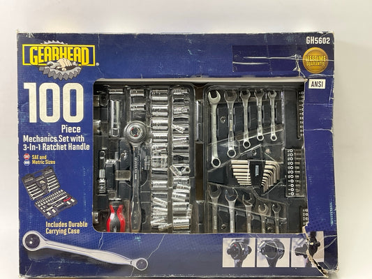 Gearhead GH5602, 100 Piece Mechanic Set Tools With 3-in-1 Ratchet Handle