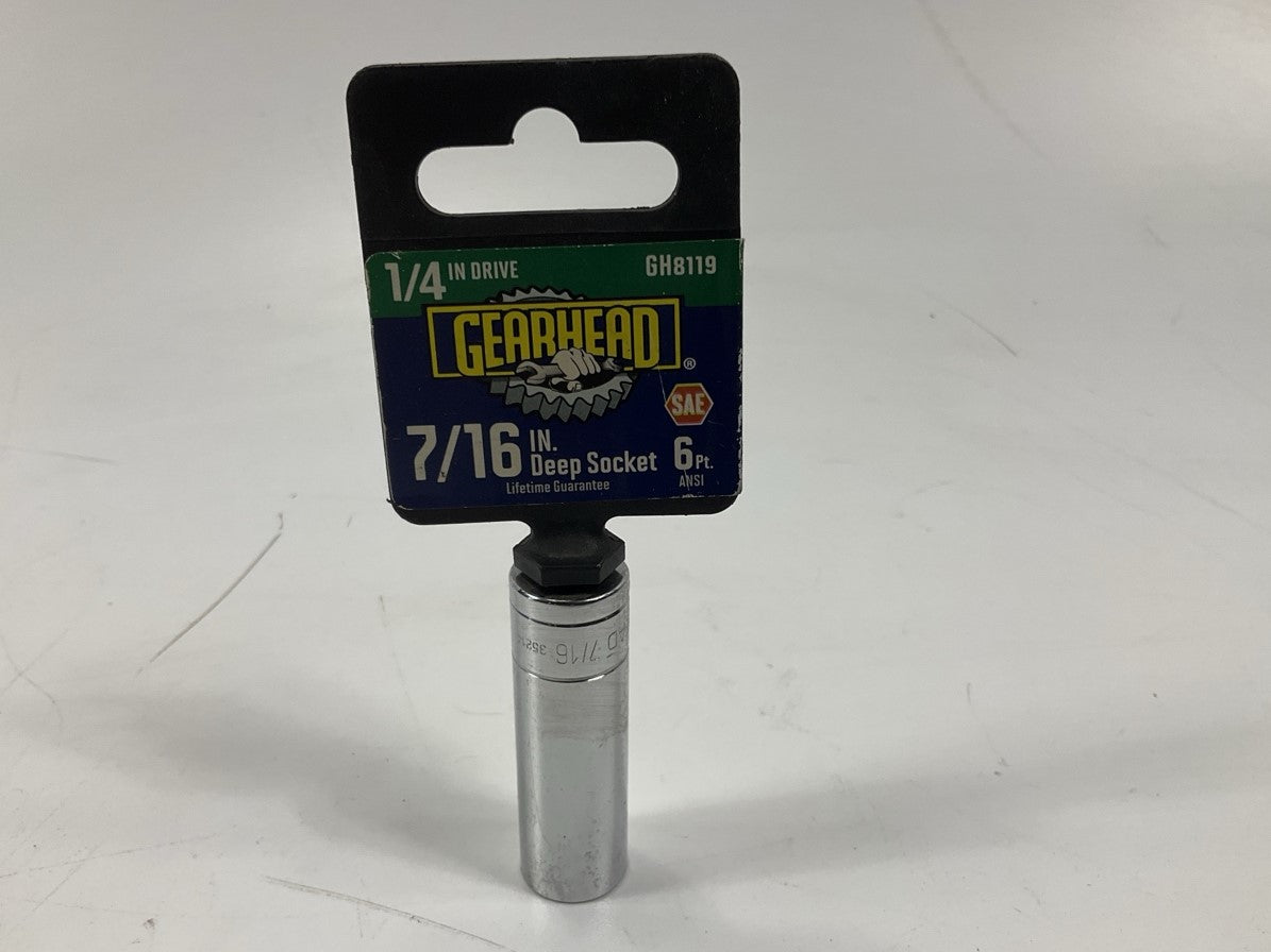 Gearhead GH8119 1/4'' Drive, 6 Point, 7/16'' Deep Socket