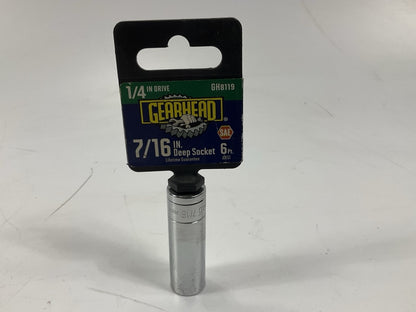 Gearhead GH8119 1/4'' Drive, 6 Point, 7/16'' Deep Socket