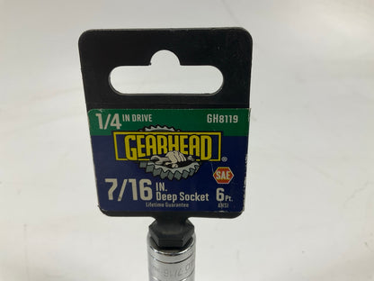 Gearhead GH8119 1/4'' Drive, 6 Point, 7/16'' Deep Socket