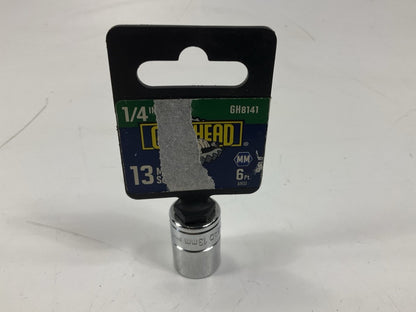 Gearhead GH8141 1/4'' Drive, 6 Point, 13mm Metric Socket