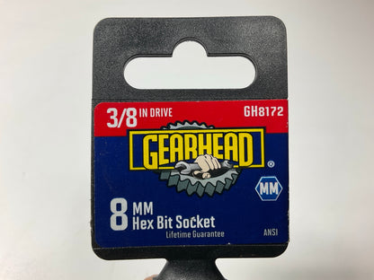 Gearhead GH8172 8mm Metric Hex Bit Socket, 3/8'' Drive