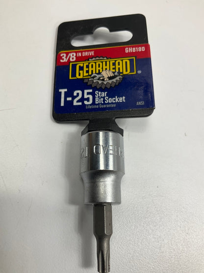 Gearhead GH8180 T-25 Star Bit Socket, 3/8'' Drive