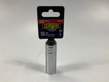 Gearhead GH8243 3/8'' Drive, 6 Point, 16mm Metric Deep Socket