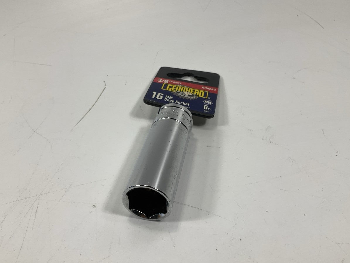 Gearhead GH8243 3/8'' Drive, 6 Point, 16mm Metric Deep Socket