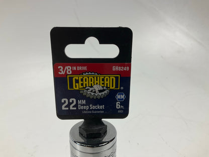 Gearhead GH8249 3/8'' Drive, 6 Point, 22mm Metric Deep Socket.