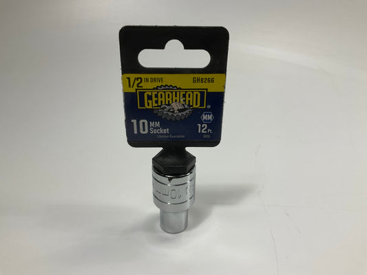 Gearhead GH8266 1/2'' Drive, 12 Point, 10mm Metric Socket