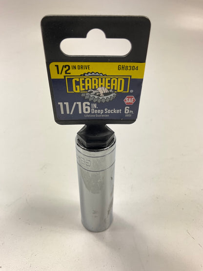 Gearhead GH8304 1/2 Drive 6PT 6 Point Deep Socket, 11/16''