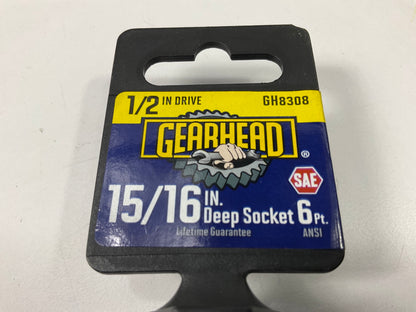 Gearhead GH8308 15/16'' Deep Socket, 6 Point, 1/2'' Drive