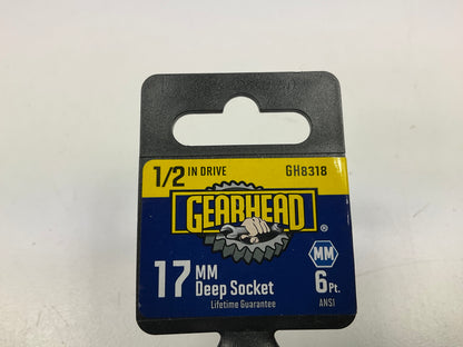 Gearhead GH8318 17mm Deep Socket, 6 Point, 1/2'' Drive